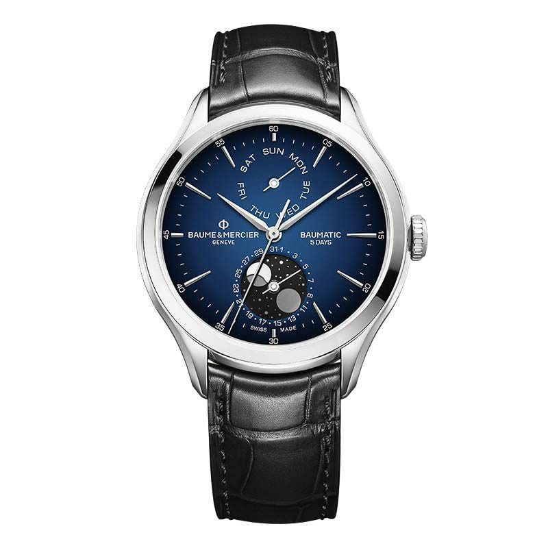 BAUME&MERCIER CLIFTON BAUMATIC DAY-DATE/MOON-PHASE GRADIENT BLUE 10593 ボーム&メルシエ クリフトン ボーマティック デイデイト/ムーンフェイズブルーグラデーション 10593 M0A10593