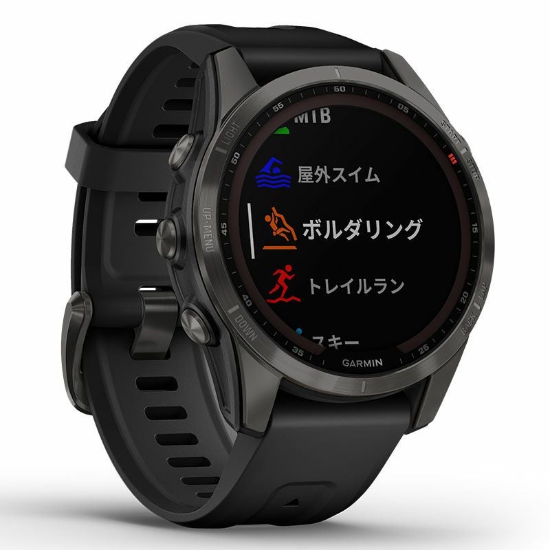 GARMIN fenix 7S Sapphire Dual Power Ti Carbon Gray DLC / Black ガーミン フェニックス 7S サファイア デュアルパワー Ti カーボン グレー DLC / ブラック 010-02539-48