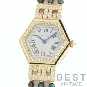 【中古】CARTIER HEXAGONAL WATCH WITH FIVE ROWS PEARLS BRACELET カルティエ ヘキサゴナルウォッチ 5ロウ パールブレスレット WK1002PF