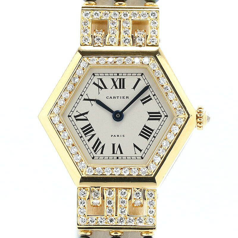 【中古】CARTIER HEXAGONAL WATCH WITH FIVE ROWS PEARLS BRACELET カルティエ ヘキサゴナルウォッチ 5ロウ パールブレスレット WK1002PF