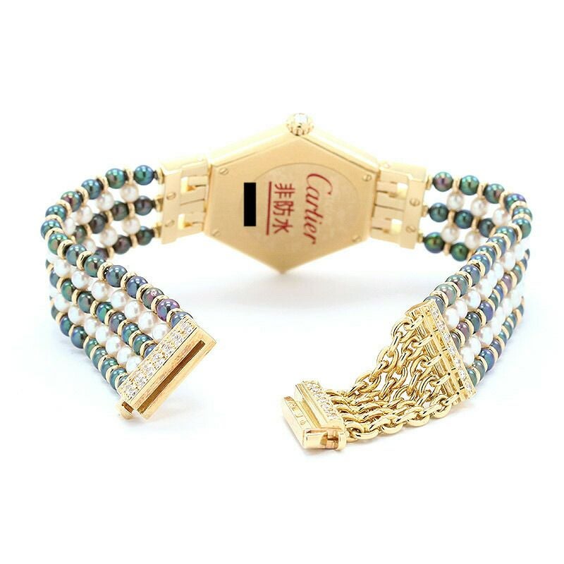 【中古】CARTIER HEXAGONAL WATCH WITH FIVE ROWS PEARLS BRACELET カルティエ ヘキサゴナルウォッチ 5ロウ パールブレスレット WK1002PF