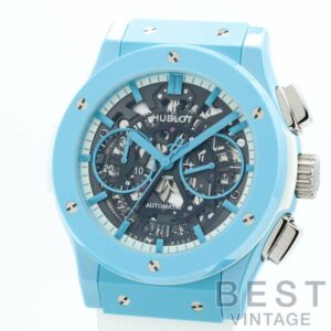【中古】HUBLOT AERO FUSION CHRONOGRAPH LIGHT BLUE CERAMIC TOMIYA SUPECIAL ウブロ アエロフュージョン クロノグラフ ライトブルーセラミック トミヤスペシャル 世界限定77本 525.EX.0129.RW.TMY21
