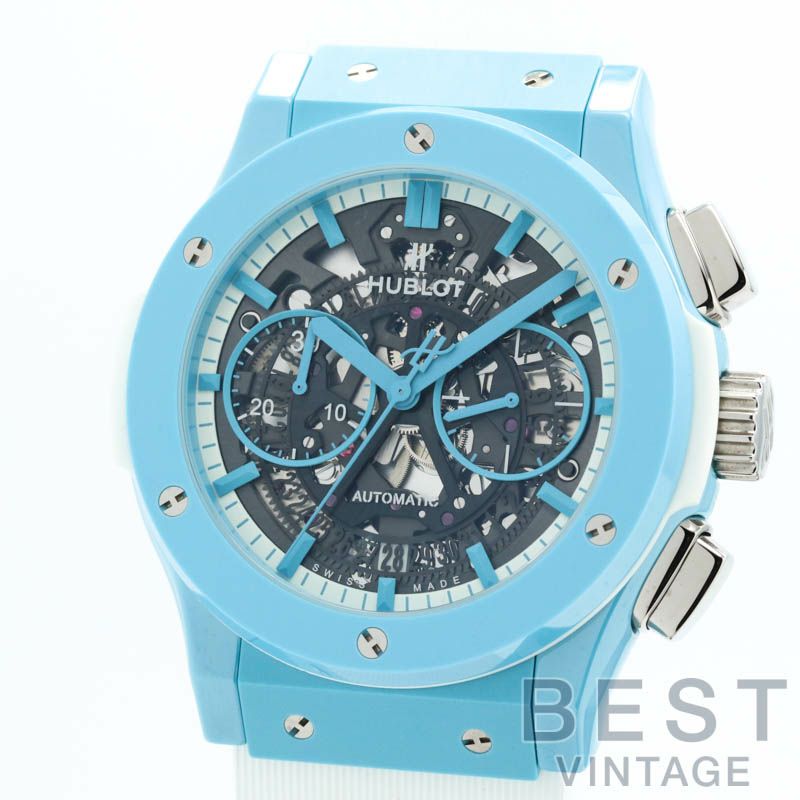 【中古】HUBLOT AERO FUSION CHRONOGRAPH LIGHT BLUE CERAMIC TOMIYA SUPECIAL ウブロ アエロフュージョン クロノグラフ ライトブルーセラミック トミヤスペシャル 世界限定77本 525.EX.0129.RW.TMY21