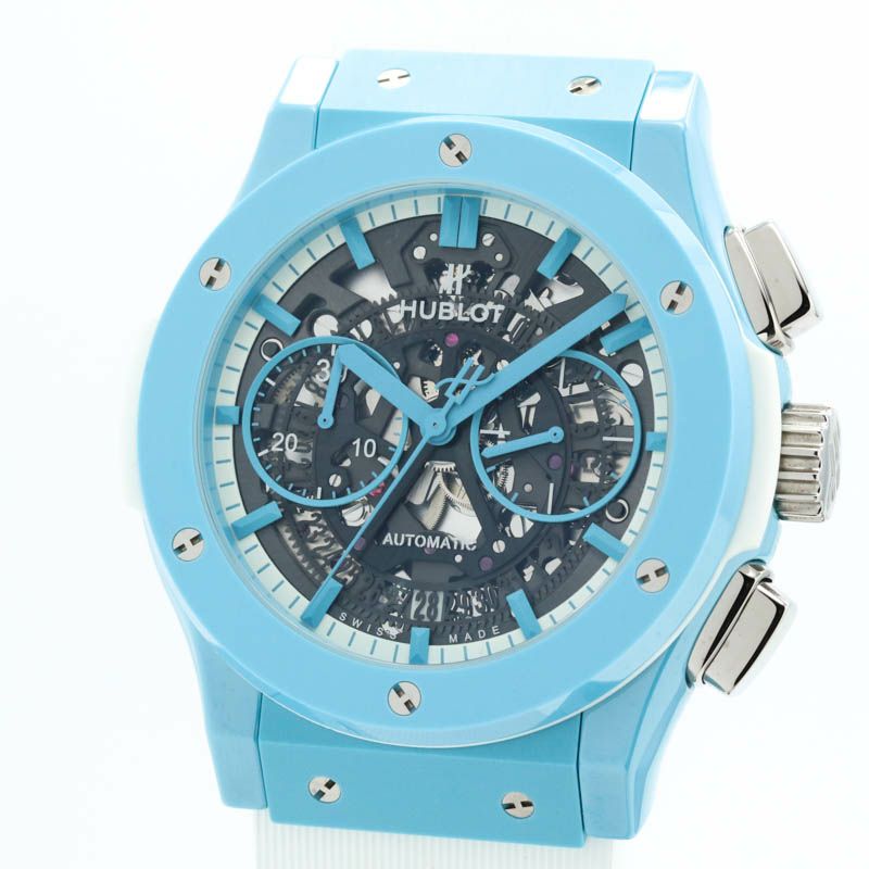 【中古】HUBLOT AERO FUSION CHRONOGRAPH LIGHT BLUE CERAMIC TOMIYA SUPECIAL ウブロ アエロフュージョン クロノグラフ ライトブルーセラミック トミヤスペシャル 世界限定77本 525.EX.0129.RW.TMY21