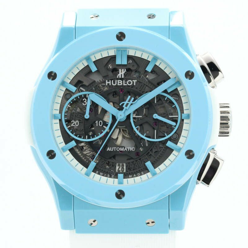 【中古】HUBLOT AERO FUSION CHRONOGRAPH LIGHT BLUE CERAMIC TOMIYA SUPECIAL ウブロ アエロフュージョン クロノグラフ ライトブルーセラミック トミヤスペシャル 世界限定77本 525.EX.0129.RW.TMY21