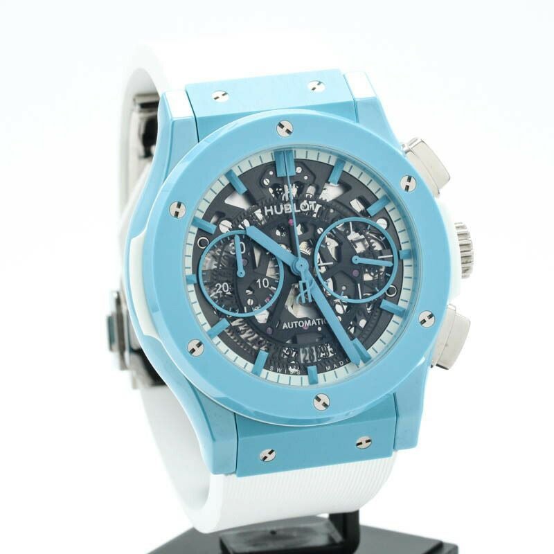 【中古】HUBLOT AERO FUSION CHRONOGRAPH LIGHT BLUE CERAMIC TOMIYA SUPECIAL ウブロ アエロフュージョン クロノグラフ ライトブルーセラミック トミヤスペシャル 世界限定77本 525.EX.0129.RW.TMY21