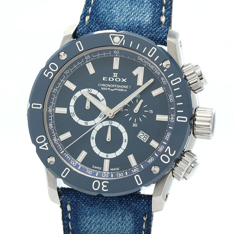 【中古】EDOX CHRONO OFFSHORE 1 エドックス クロノオフショア1 10221-3BU3-BUIN3-D