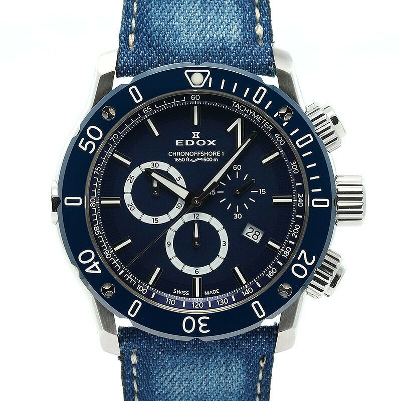 【中古】EDOX CHRONO OFFSHORE 1 エドックス クロノオフショア1 10221-3BU3-BUIN3-D