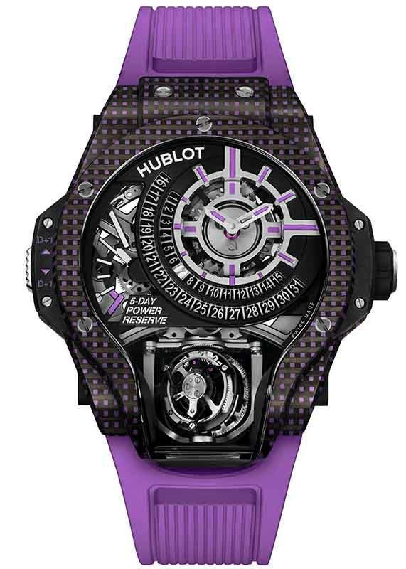 HUBLOT MP 09 TOURBILLON BI-AXIS 5 DAYS POWER RESERVE PURPLE 3D CARBON ウブロ MP-09 トゥールビヨン バイ-アクシス 5デイズ パワーリザーブ パープル 3Dカーボン 909.QDV.1120.RX