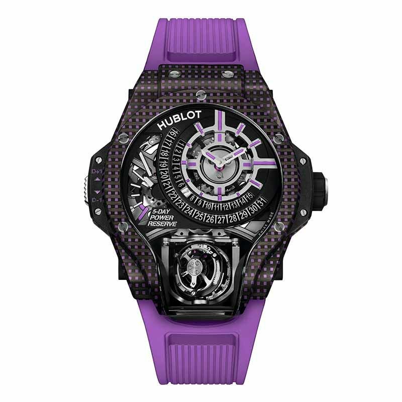 HUBLOT MP 09 TOURBILLON BI-AXIS 5 DAYS POWER RESERVE PURPLE 3D CARBON ウブロ MP-09 トゥールビヨン バイ-アクシス 5デイズ パワーリザーブ パープル 3Dカーボン 909.QDV.1120.RX