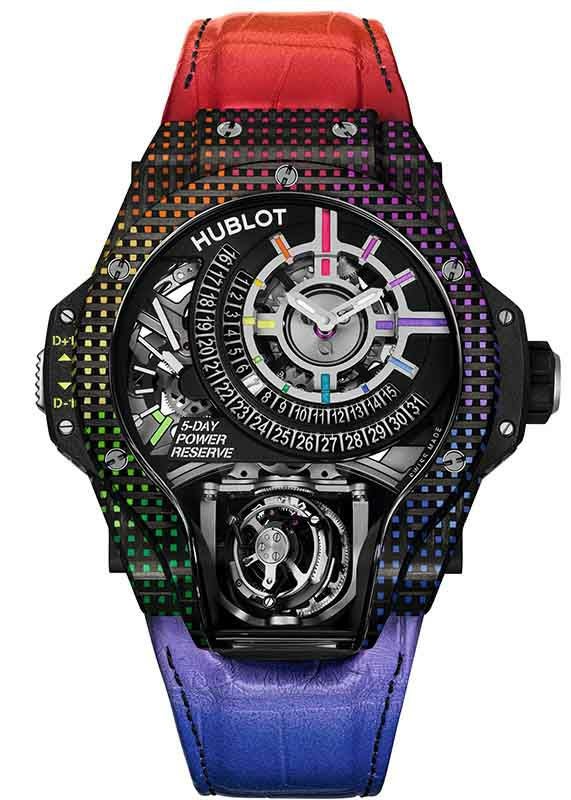 HUBLOT MP 09 TOURBILLON BI-AXIS 5 DAYS POWER RESERVE RAINBOW 3D CARBON ウブロ MP-09 トゥールビヨン バイ-アクシス 5デイズ パワーリザーブ レインボー 3Dカーボン 909.QDRB.1120.LR