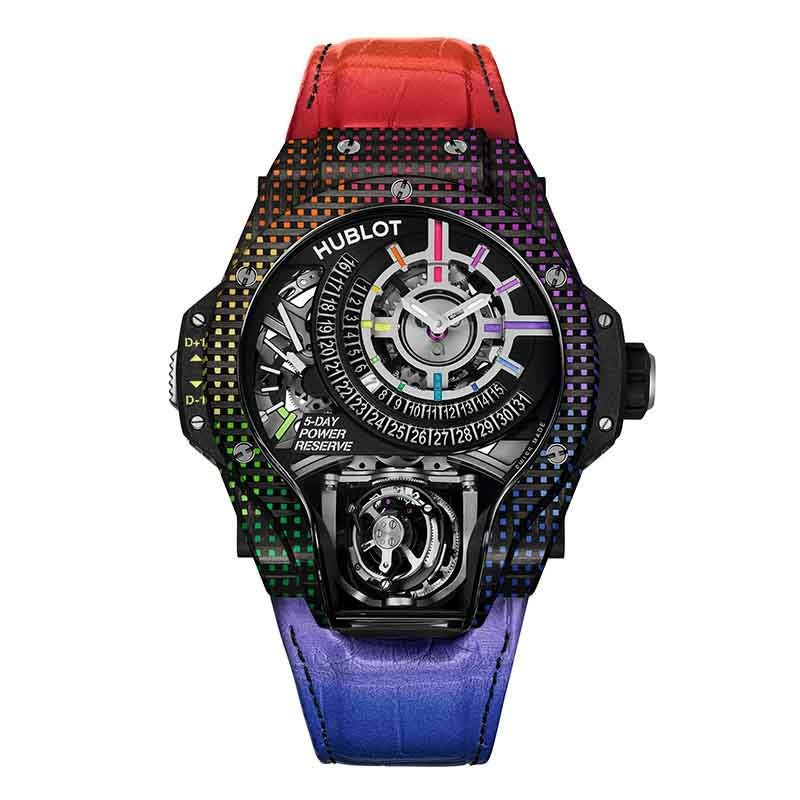 HUBLOT MP 09 TOURBILLON BI-AXIS 5 DAYS POWER RESERVE RAINBOW 3D CARBON ウブロ MP-09 トゥールビヨン バイ-アクシス 5デイズ パワーリザーブ レインボー 3Dカーボン 909.QDRB.1120.LR