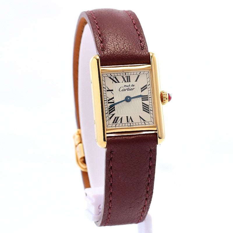 【中古】CARTIER MUST TANK SMALL MODEL VERMEIL 150TH ANNIVERSAR カルティエ マストタンクSM ヴェルメイユ 創業150周年記念 1847本限定モデル W1010195