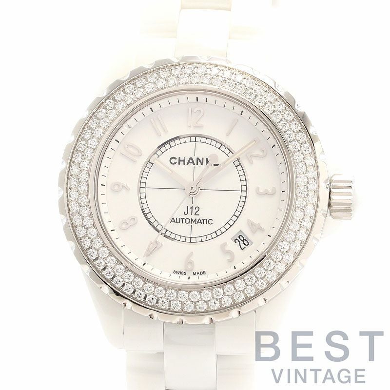 【中古】CHANEL J12 WHITE CERAMIC DIAMOND BEZEL 38MM シャネル J12 ホワイトセラミック ダイヤモンドベゼル 38MM H0969