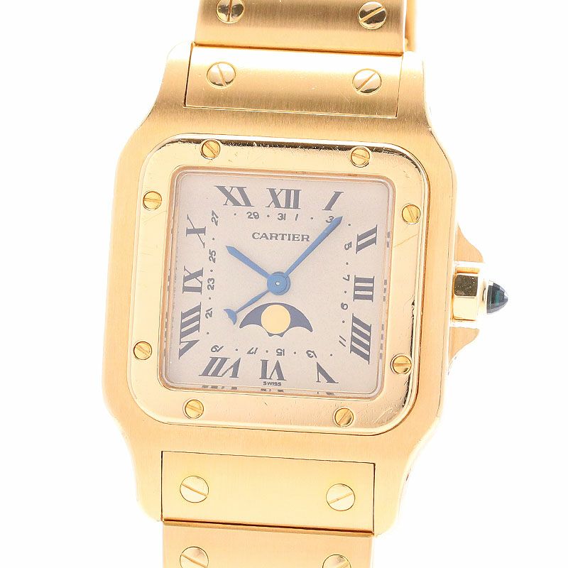 【中古】CARTIER SANTOS DE CARTIER WATCH LARGE MODEL MOON PHASE カルティエ サントス ドゥ カルティエ ガルベ ウォッチ LM ムーンフェイズ W20005C5