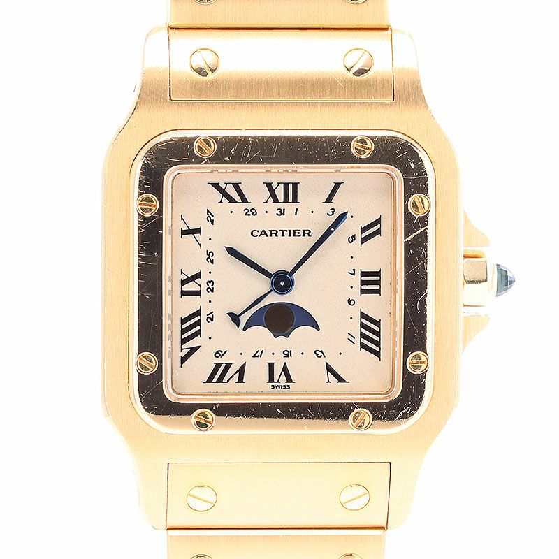 【中古】CARTIER SANTOS DE CARTIER WATCH LARGE MODEL MOON PHASE カルティエ サントス ドゥ カルティエ ガルベ ウォッチ LM ムーンフェイズ W20005C5