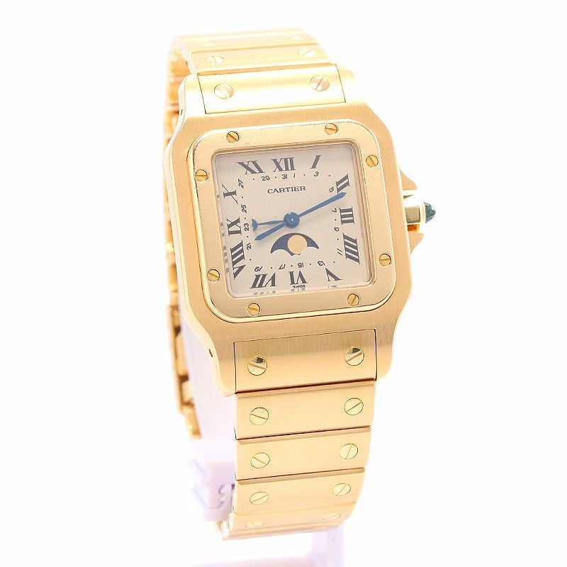 【中古】CARTIER SANTOS DE CARTIER WATCH LARGE MODEL MOON PHASE カルティエ サントス ドゥ カルティエ ガルベ ウォッチ LM ムーンフェイズ W20005C5