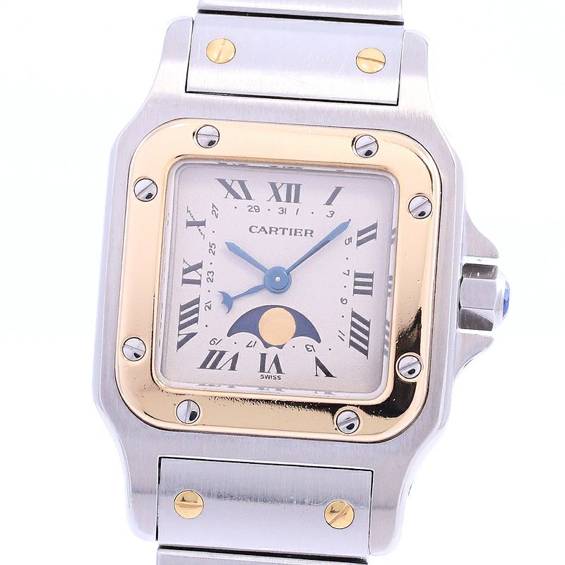 【中古】CARTIER SANTOS GALBEE MOON PHASE カルティエ サントスガルベSM ムーンフェイズ W20008C4