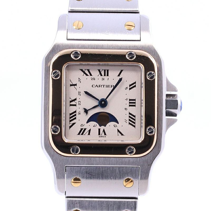 【中古】CARTIER SANTOS GALBEE MOON PHASE カルティエ サントスガルベSM ムーンフェイズ W20008C4
