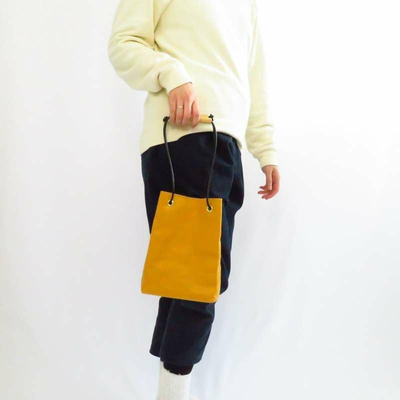 YUICHI TACHIYAMA karuta leather bag curry Yellow ユウイチタチヤマ カルタ レザー バッグ 鞄 かばん カバン カリー イエロー YTYkaruta017