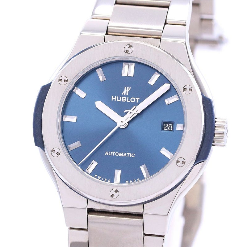 【中古】HUBLOT CLASSIC FUSION TITANIUM BLUE BRACELET ウブロ クラシック・フュージョン チタニウム ブルー ブレスレット 33MM 585.NX.7170.NX