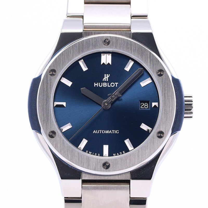 【中古】HUBLOT CLASSIC FUSION TITANIUM BLUE BRACELET ウブロ クラシック・フュージョン チタニウム ブルー ブレスレット 33MM 585.NX.7170.NX