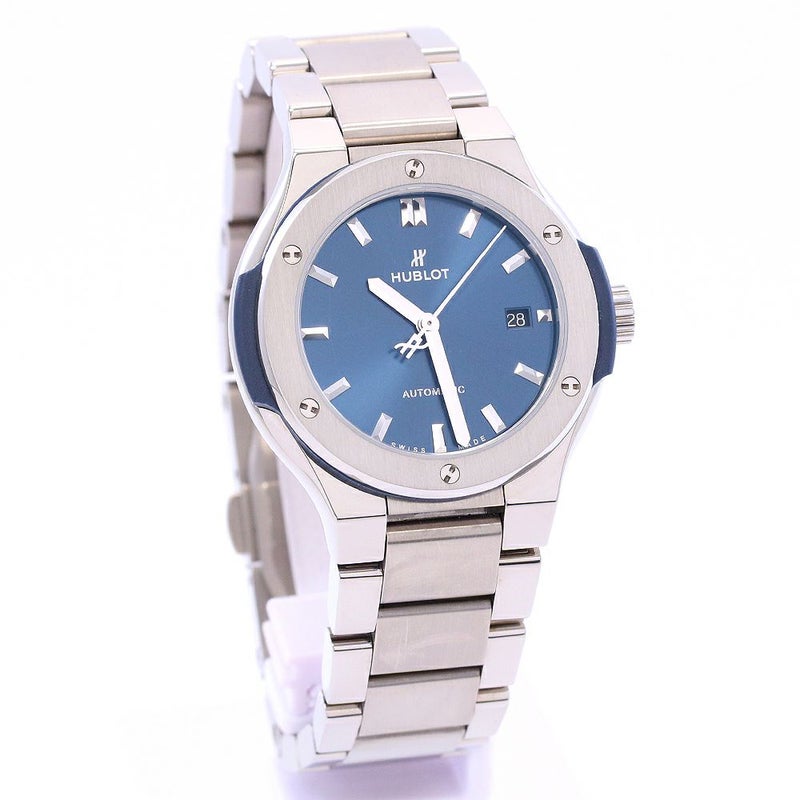 【中古】HUBLOT CLASSIC FUSION TITANIUM BLUE BRACELET ウブロ クラシック・フュージョン チタニウム ブルー ブレスレット 33MM 585.NX.7170.NX