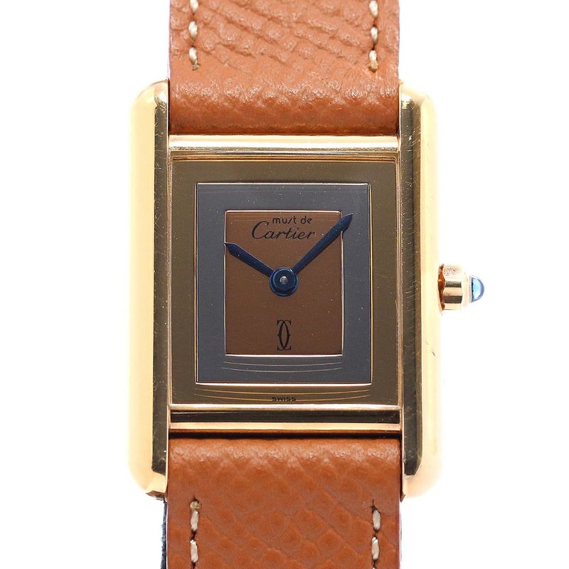 【中古】CARTIER MUST TANK SMALL MODEL VERMEIL TRINITY DIAL カルティエ マストタンクSM ヴェルメイユ トリニティダイヤル 366001