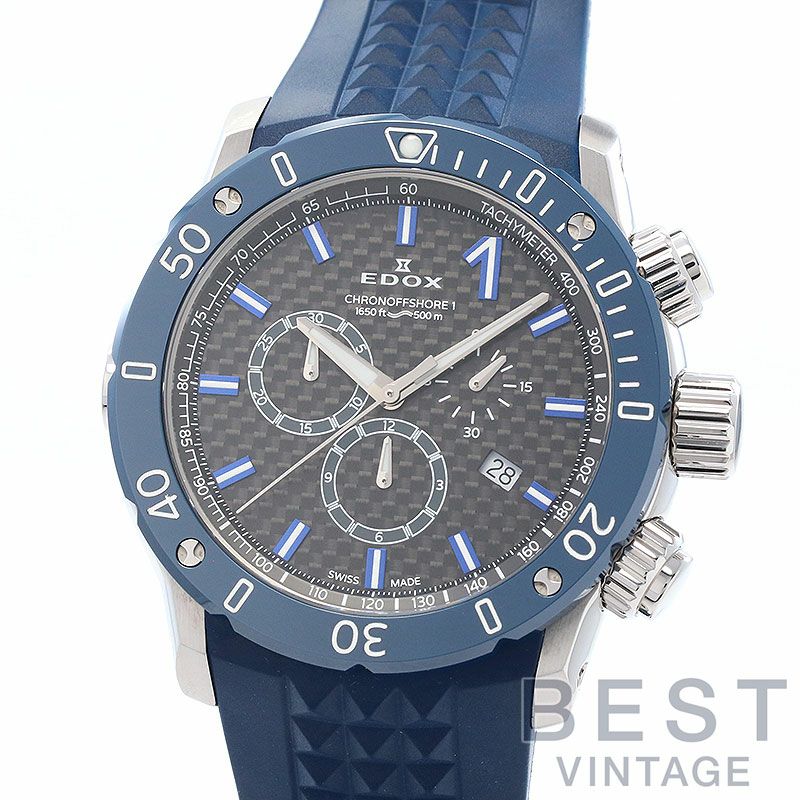 【中古】EDOX CHRONOOFFSHORE 1 CHRONOGRAP エドックス クロノオフショア1 クロノグラフ 10221-3BU3-BUIN3-BS