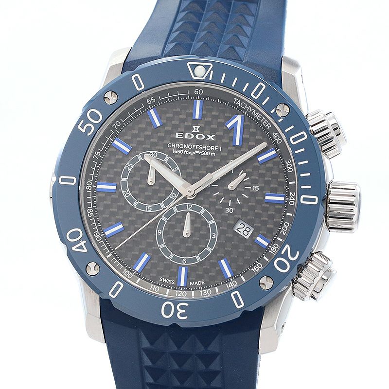 【中古】EDOX CHRONOOFFSHORE 1 CHRONOGRAP エドックス クロノオフショア1 クロノグラフ 10221-3BU3-BUIN3-BS