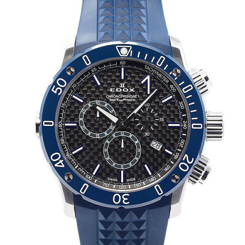 【中古】EDOX CHRONOOFFSHORE 1 CHRONOGRAP エドックス クロノオフショア1 クロノグラフ 10221-3BU3-BUIN3-BS