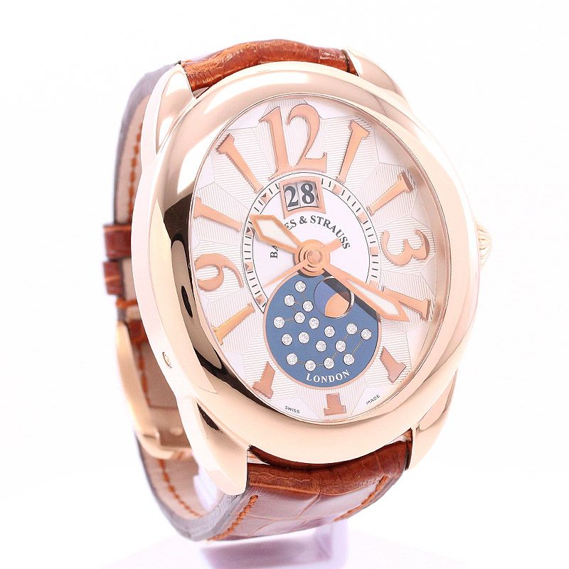 【中古】BACKES&STRAUSS REGENT 1609 BIG DATE MOON PHASE バックス&ストラウス リージェント 1609 ビッグデイト ムーンフェイズ RE.4452.MA 1609.AD