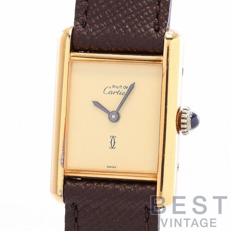 【中古】CARTIER MUST TANK SMALL MODEL VERMEIL "PLAIN IVOLY DIAL" カルティエ マストタンクSM ヴェルメイユ プレーンアイボリーダイヤル 3