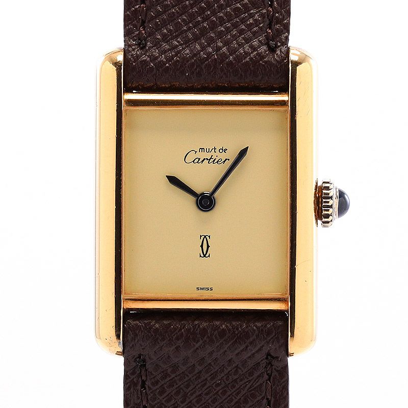 【中古】CARTIER MUST TANK SMALL MODEL VERMEIL "PLAIN IVOLY DIAL" カルティエ マストタンクSM ヴェルメイユ プレーンアイボリーダイヤル 3