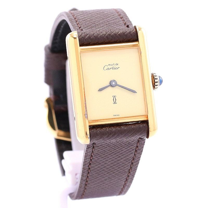 【中古】CARTIER MUST TANK SMALL MODEL VERMEIL "PLAIN IVOLY DIAL" カルティエ マストタンクSM ヴェルメイユ プレーンアイボリーダイヤル 3