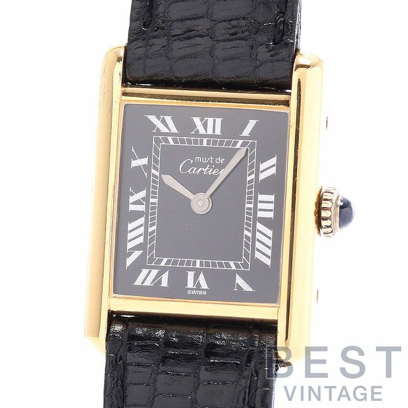 【中古】CARTIER MUST TANK SMALL MODEL VERMEIL BLACK ROMAN DIAL カルティエ マストタンクSM ヴェルメイユ ブラックローマンダイヤル 3