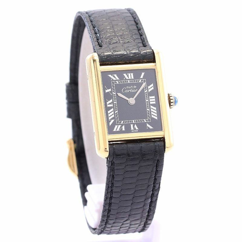 【中古】CARTIER MUST TANK SMALL MODEL VERMEIL BLACK ROMAN DIAL カルティエ マストタンクSM ヴェルメイユ ブラックローマンダイヤル 3