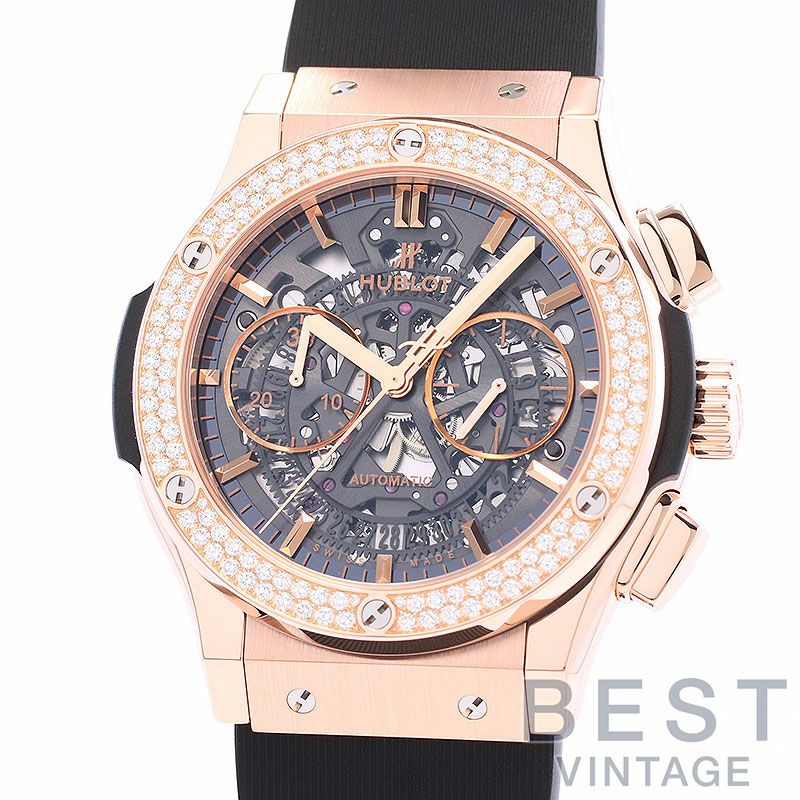 【中古】HUBLOT CLASSIC FUSION AEROCHRONOGRAPH KING GOLD DIAMONDS ウブロ クラシックフュージョン アエロクロノグラフ キングゴールドダイヤモンド 525.OX.0180.LR.1104