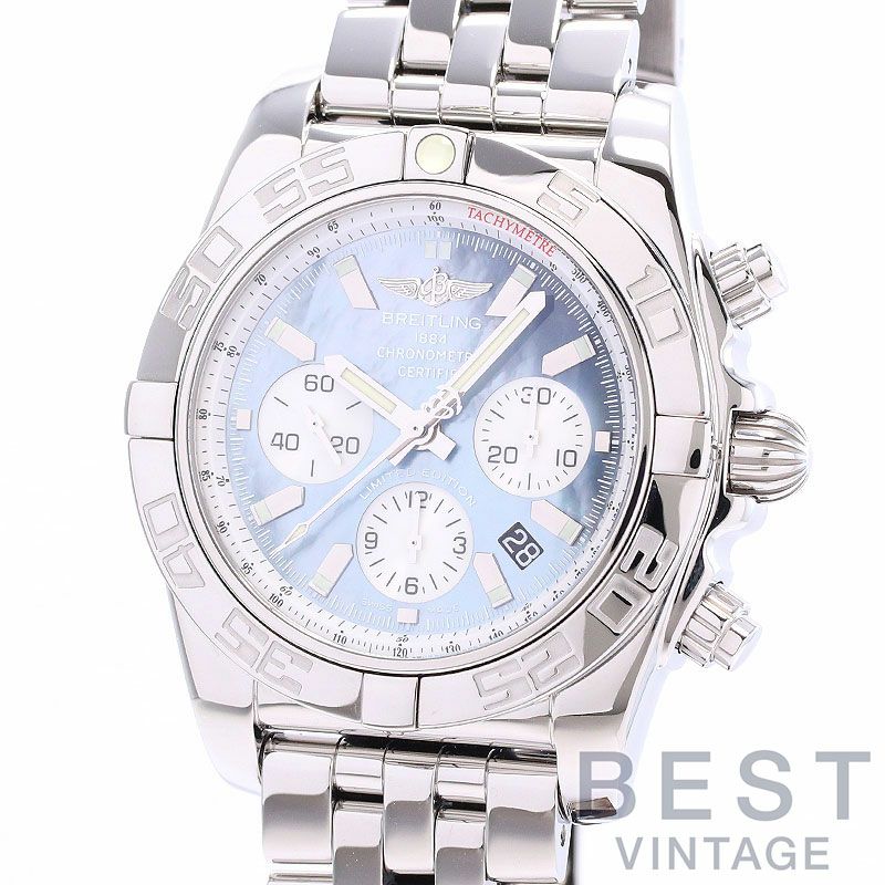 【中古】BREITLING CHRONOMAT 44 JAPAN LIMITED ブライトリング クロノマット 44 MOP ブラック&ホワイト 日本限定400本 AB01103C/BC48/375A (A011BWJPA)