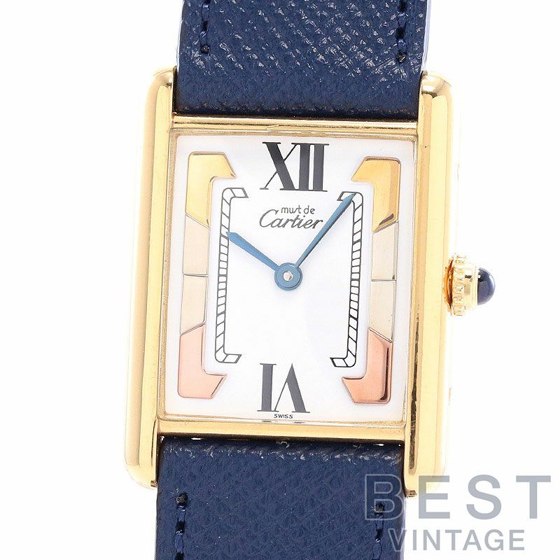 【中古】CARTIER MUST TANK LARGE MODEL VERMEIL TRINITY DIAL カルティエ マストタンクLM ヴェルメイユ トリニティダイヤル W1006254 (590005)