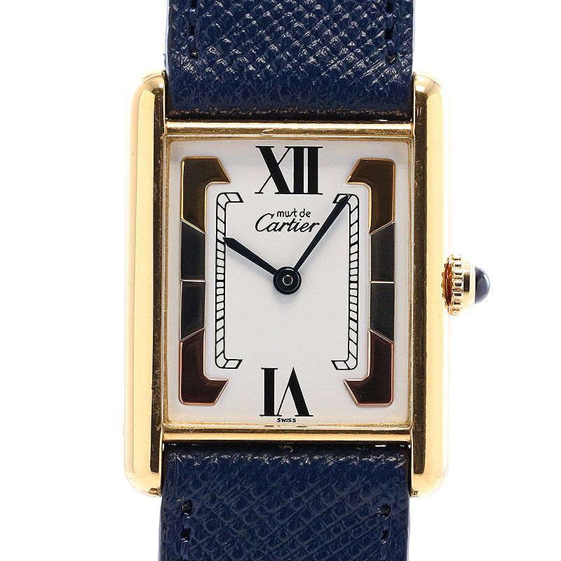 【中古】CARTIER MUST TANK LARGE MODEL VERMEIL TRINITY DIAL カルティエ マストタンクLM ヴェルメイユ トリニティダイヤル W1006254 (590005)