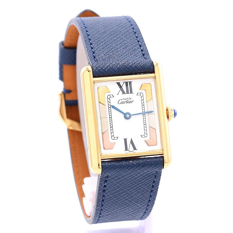 【中古】CARTIER MUST TANK LARGE MODEL VERMEIL TRINITY DIAL カルティエ マストタンクLM ヴェルメイユ トリニティダイヤル W1006254 (590005)