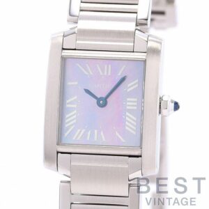 【中古】CARTIER TANK FRANCAISE WATCH SMALL MODEL BLUE MOP DIAL カルティエ タンクフランセーズ SM W51034Q3