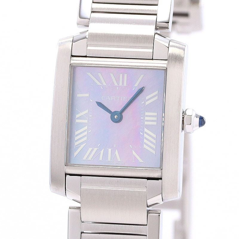 【中古】CARTIER TANK FRANCAISE WATCH SMALL MODEL BLUE MOP DIAL カルティエ タンクフランセーズ SM W51034Q3