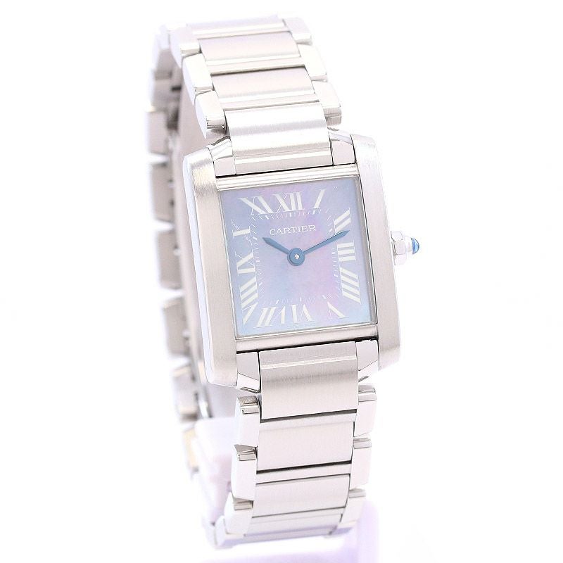 【中古】CARTIER TANK FRANCAISE WATCH SMALL MODEL BLUE MOP DIAL カルティエ タンクフランセーズ SM W51034Q3