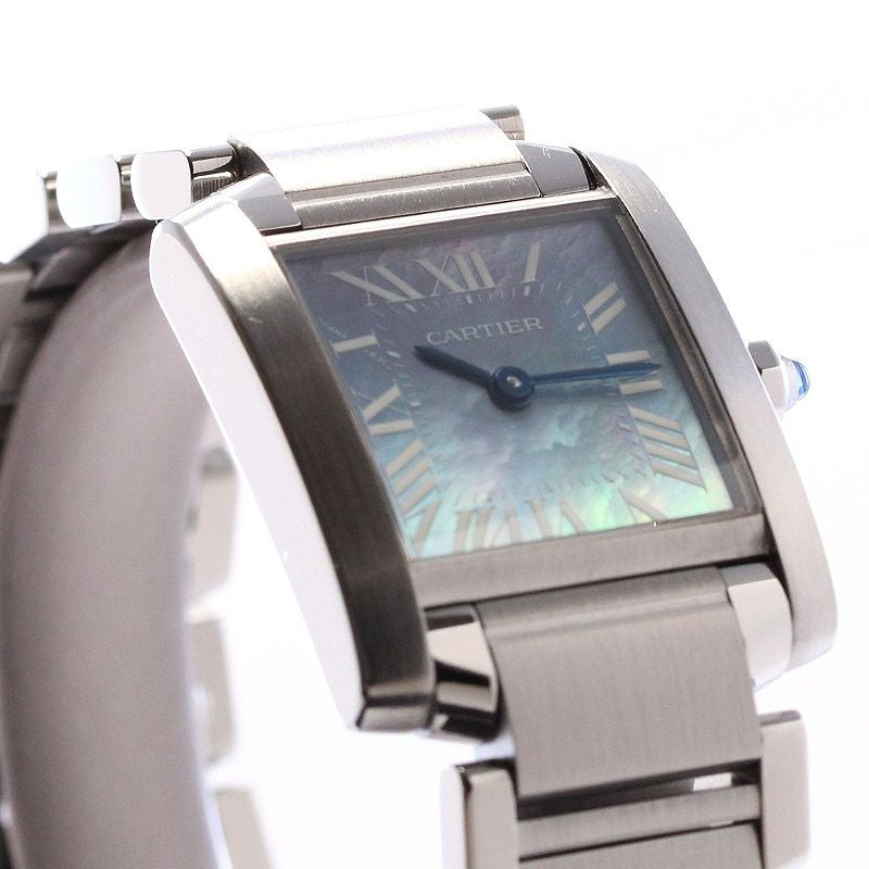 【中古】CARTIER TANK FRANCAISE WATCH SMALL MODEL BLUE MOP DIAL カルティエ タンクフランセーズ SM W51034Q3
