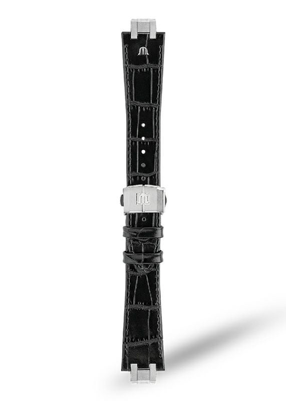 MAURICE LACROIX Black Calf Leather Strap モーリス・ラクロア ブラックカーフレザーストラップ AI1108、AI6007、AI6057のモデルと互換性あり ML824-005035