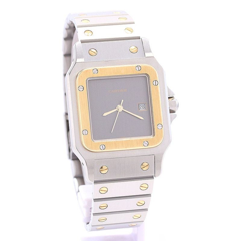 【中古】CARTIER SANTOS CARREE LARGE MODEL / SANTOS GALBEE カルティエ サントス カレ LM スレートグレー ゴーストダイヤル / サントス ガルベ LM 81035488(2961) GHOST