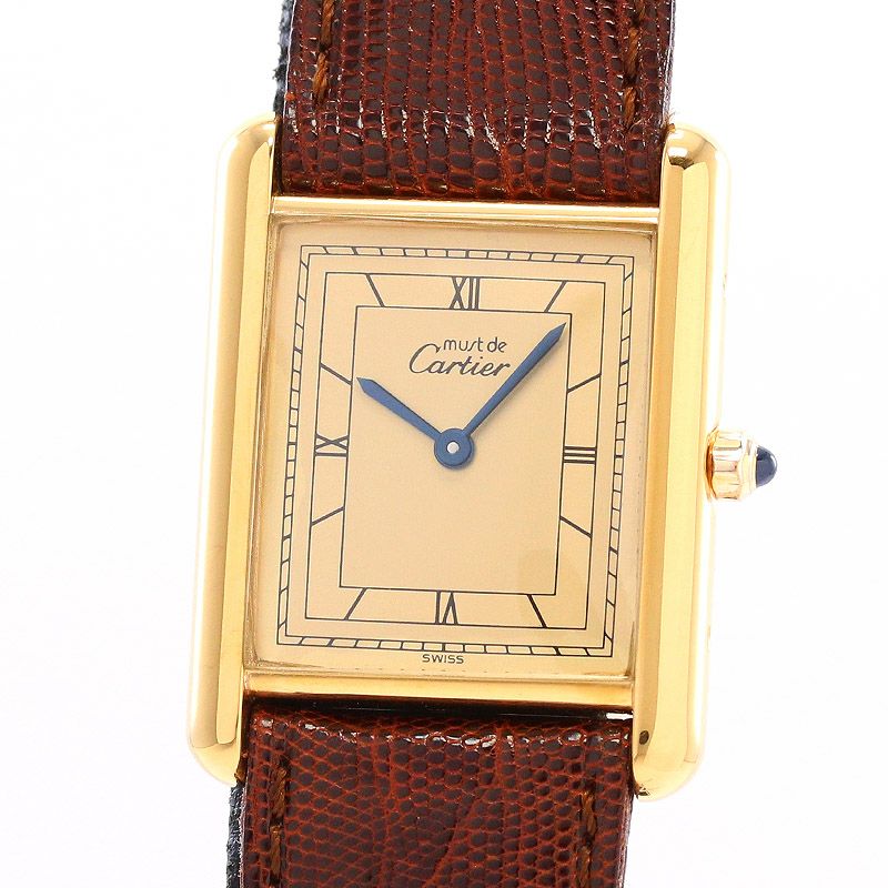 【中古】CARTIER MUST TANK LARGE MODEL VERMEIL カルティエ マストタンクLM ヴェルメイユ 83918723 (6 81006)