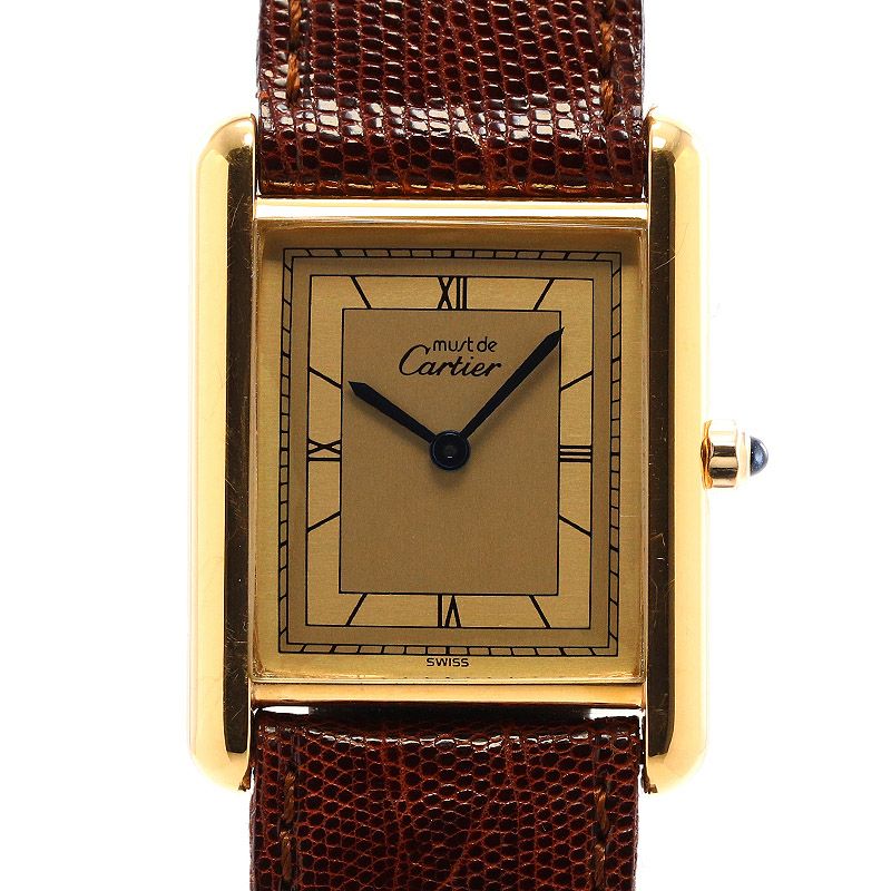 【中古】CARTIER MUST TANK LARGE MODEL VERMEIL カルティエ マストタンクLM ヴェルメイユ 83918723 (6 81006)